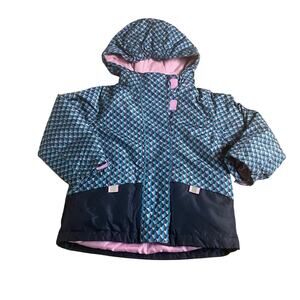 Lilly & Dan teal blue purple fleece lined hooded toddler winter‎ coat SIZE 2T